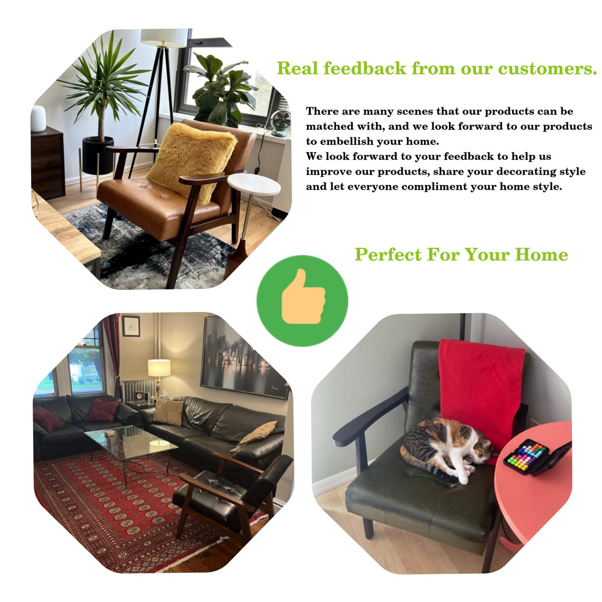 Havva 21.65'' Wide Tufted Artificial Leather Mid-Century Modern Armchair